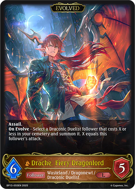 Drache, Fiery Dragonlord (Evolved) - BP-13: Worldreaver's Descent & Dominion of Darkness