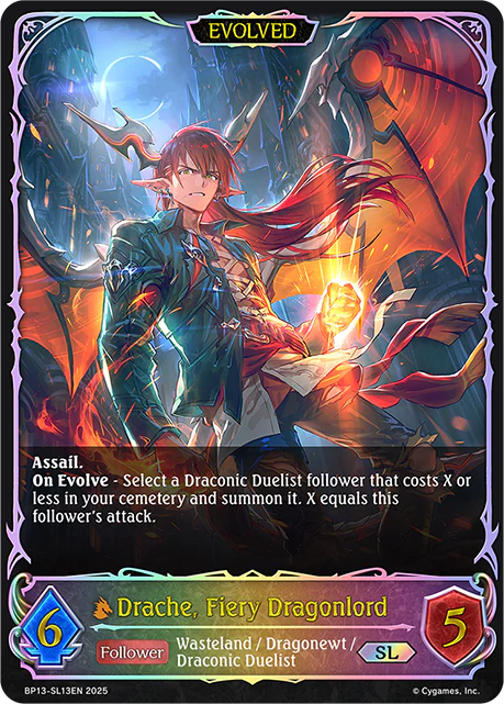 Drache, Fiery Dragonlord (Evolved) - BP-13: Worldreaver's Descent & Dominion of Darkness